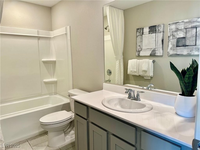 10376 Joaquin Fire St, Las Vegas, NV 89141 - bathroom with vanity, toilet, shower / bath combo, and tile patterned floors