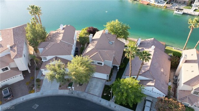 8740 Captains Pl, Las Vegas, NV 89117 - aerial perspective of suburban area with a large body of water
