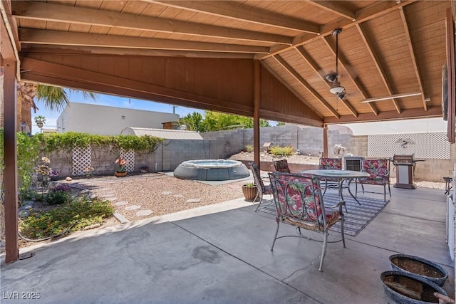 5317 Marietta Ave, Las Vegas, NV 89108 - fenced backyard with a patio area, outdoor dining space, and grilling area