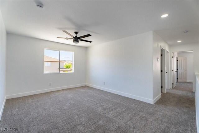 1136 Casady Hollow Ave, Henderson, NV 89012 - spare room featuring ceiling fan, carpet flooring, baseboards, a smoke detector, and recessed lighting