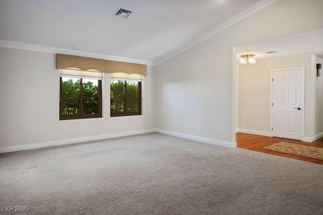 8365 S Hauck St, Las Vegas, NV 89139 - carpeted empty room with vaulted ceiling, crown molding, and baseboards