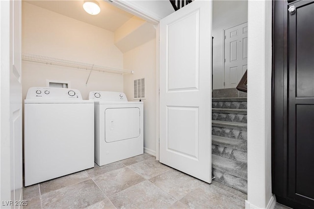 1185 Via Dimartini, Henderson, NV 89052 - washroom with separate washer and dryer, baseboards, and light stone finish floors