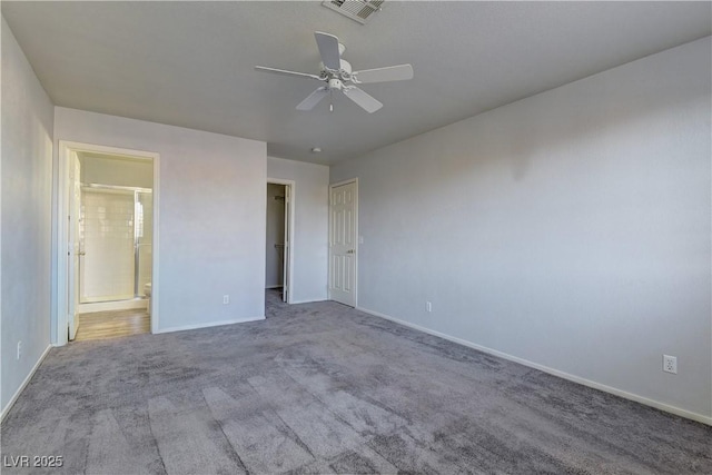 7968 Lisa Dawn Ave, Las Vegas, NV 89147 - unfurnished bedroom with baseboards, carpet, ensuite bathroom, and ceiling fan