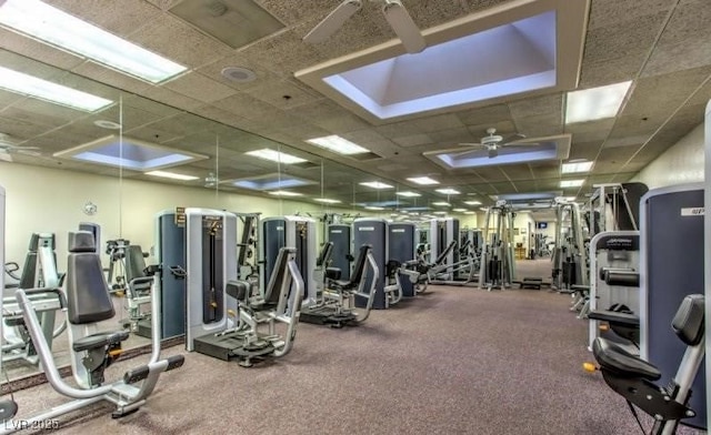 2925 Lotus Hill Dr, Las Vegas, NV 89134 - exercise room featuring a paneled ceiling and ceiling fan