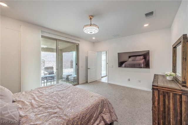2114 Thelen Ave, North Las Vegas, NV 89086 - bedroom featuring access to exterior, carpet floors, baseboards, and recessed lighting