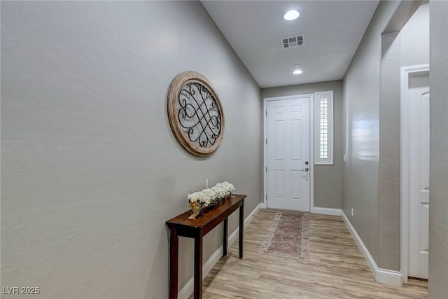 379 Mano Destra Ln, Henderson, NV 89011 - doorway featuring light wood-style floors, baseboards, and recessed lighting