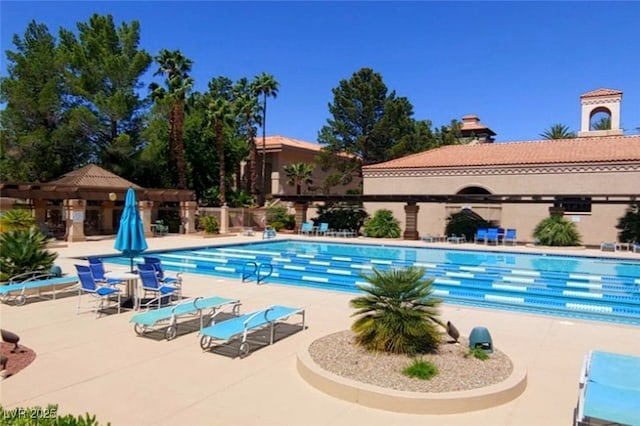 8720 Prairie Hill Dr, Las Vegas, NV 89134 - community pool featuring a gazebo and a patio