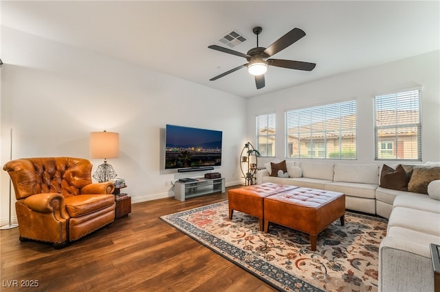 715 Orange Plume Walk, Henderson, NV 89011 - living area featuring wood finished floors, baseboards, and ceiling fan