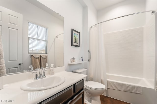 715 Orange Plume Walk, Henderson, NV 89011 - bathroom with shower / bath combination with curtain, vanity, and toilet