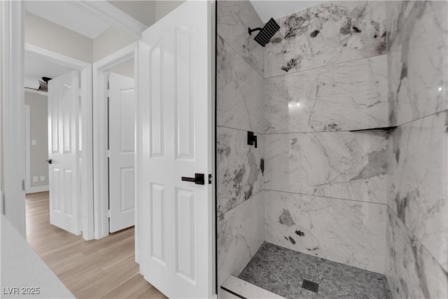 1611 Buffalo Trail Dr, Henderson, NV 89014 - full bath with a marble finish shower and wood finished floors