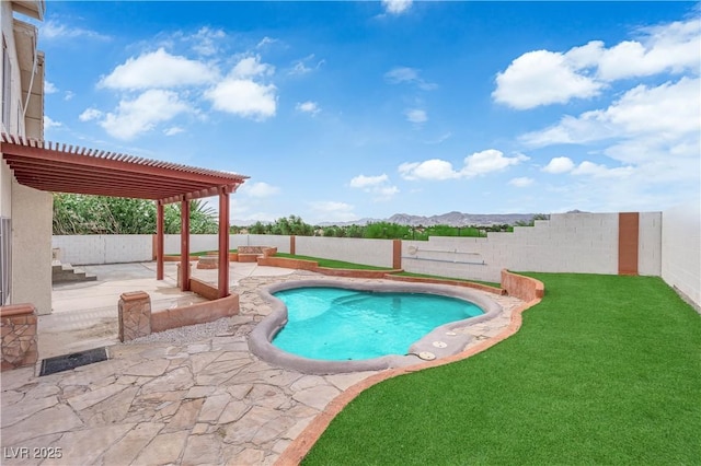 1611 Buffalo Trail Dr, Henderson, NV 89014 - view of pool featuring a patio, a pergola, and a mountain view