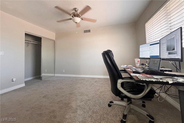 6929 Montcliff Ave, Las Vegas, NV 89147 - carpeted office featuring a ceiling fan and baseboards