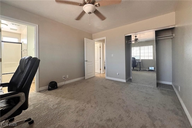 6929 Montcliff Ave, Las Vegas, NV 89147 - unfurnished office featuring ceiling fan, carpet, and baseboards