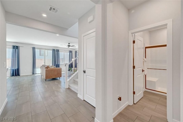 1321 Hudson Creek Pl, North Las Vegas, NV 89084 - hall with baseboards, stairs, and recessed lighting