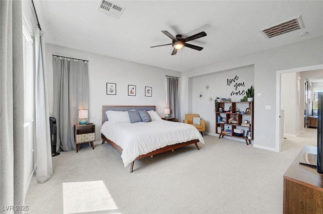 1321 Hudson Creek Pl, North Las Vegas, NV 89084 - bedroom featuring light colored carpet, a ceiling fan, and baseboards