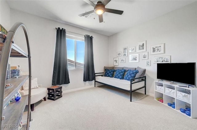 1321 Hudson Creek Pl, North Las Vegas, NV 89084 - living area with carpet floors, ceiling fan, and baseboards