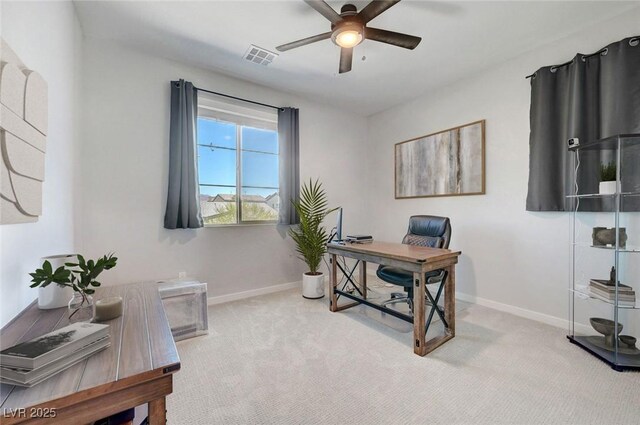1321 Hudson Creek Pl, North Las Vegas, NV 89084 - carpeted home office featuring a ceiling fan and baseboards
