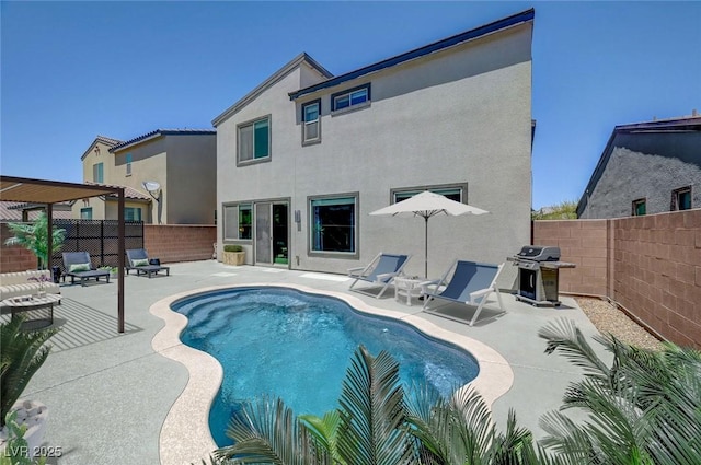 1321 Hudson Creek Pl, North Las Vegas, NV 89084 - view of swimming pool featuring a patio area, a fenced backyard, and a grill