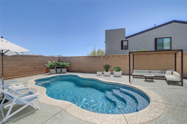 1321 Hudson Creek Pl, North Las Vegas, NV 89084 - view of pool featuring a patio area, a fenced backyard, and an outdoor hangout area