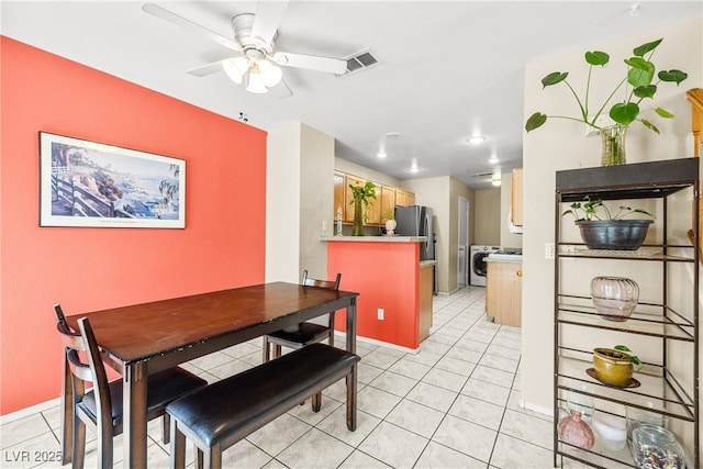3464 Twilight Star Dr, Las Vegas, NV 89117 - dining area with ceiling fan and light tile patterned floors