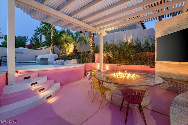 464 Beardsley Cir, Henderson, NV 89052 - view of patio with an outdoor fire pit and a pergola