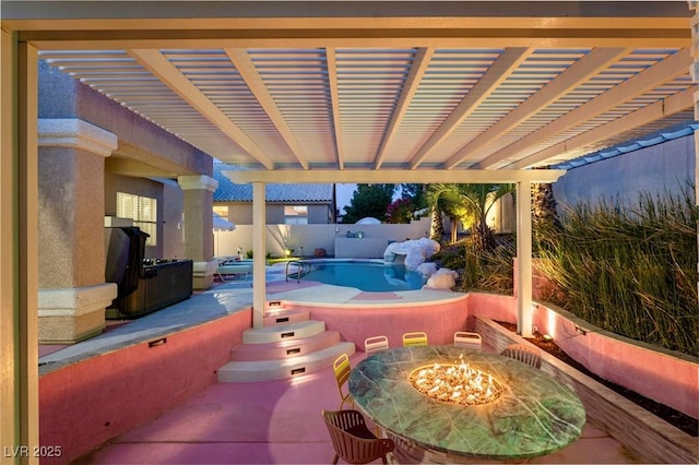 464 Beardsley Cir, Henderson, NV 89052 - fenced backyard featuring an outdoor fire pit and a patio