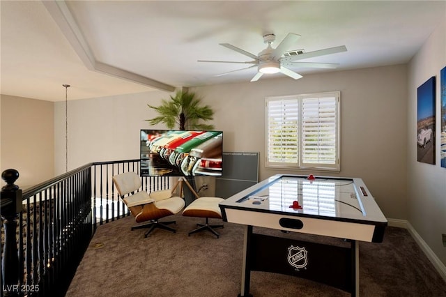 464 Beardsley Cir, Henderson, NV 89052 - playroom featuring a ceiling fan, carpet floors, and baseboards
