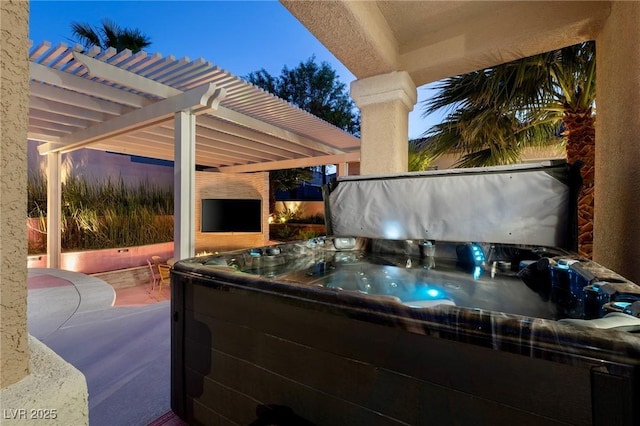 464 Beardsley Cir, Henderson, NV 89052 - view of patio with a hot tub and a pergola