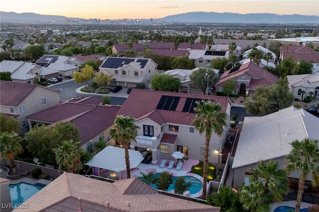 464 Beardsley Cir, Henderson, NV 89052 - aerial perspective of suburban area featuring a pool and a mountain backdrop