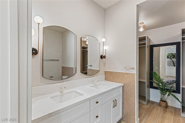 11550 Lampeter Ct, Las Vegas, NV 89138 - full bath with double vanity and wood finished floors