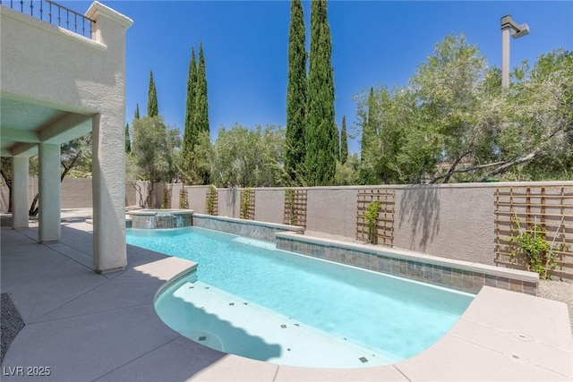 11550 Lampeter Ct, Las Vegas, NV 89138 - view of pool with a fenced backyard, a patio, and a pool with connected hot tub