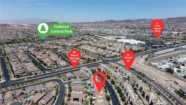 156 Campbelltown Ave, Henderson, NV 89015 - aerial overview of property's location featuring mountains and nearby suburban area