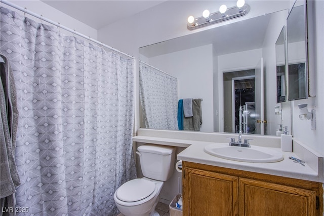 320 Ellen Marie Dr, Las Vegas, NV 89110 - bathroom featuring vanity, toilet, and a shower with shower curtain