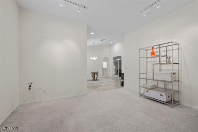 835 Market Crest Dr, Las Vegas, NV 89110 - spare room featuring rail lighting, carpet flooring, baseboards, and recessed lighting
