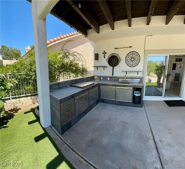 5041 Portraits Pl, Las Vegas, NV 89149 - view of patio with area for grilling and a sink