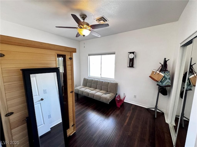 5041 Portraits Pl, Las Vegas, NV 89149 - sitting room featuring ceiling fan, baseboards, and wood finished floors