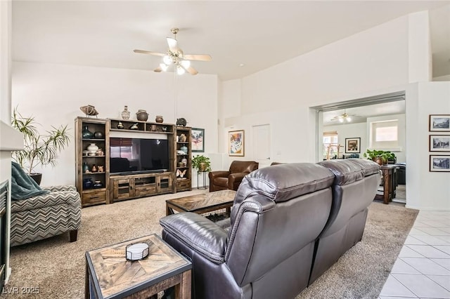 7515 Splashing Rock Dr, Las Vegas, NV 89131 - living room with a ceiling fan and tile patterned floors