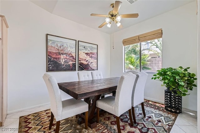 7515 Splashing Rock Dr, Las Vegas, NV 89131 - dining area featuring light tile patterned floors, a ceiling fan, and baseboards