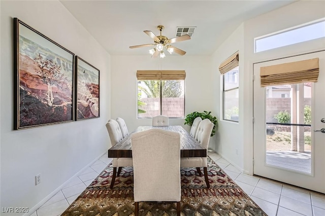 7515 Splashing Rock Dr, Las Vegas, NV 89131 - dining room with plenty of natural light, light tile patterned floors, and a ceiling fan