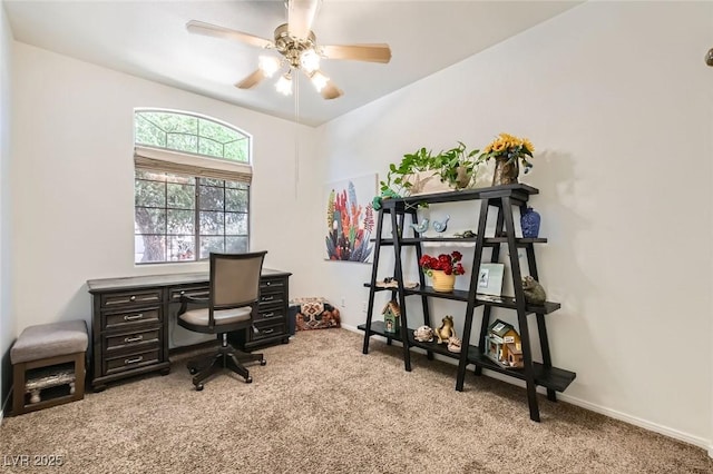7515 Splashing Rock Dr, Las Vegas, NV 89131 - office space featuring light carpet, a ceiling fan, and baseboards
