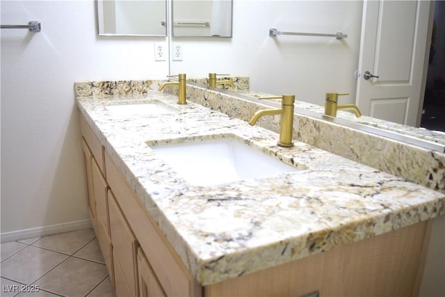 7515 Splashing Rock Dr, Las Vegas, NV 89131 - bathroom featuring double vanity and tile patterned floors