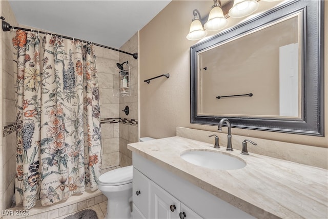 7197 Sixshooter Dr, Las Vegas, NV 89119 - full bathroom featuring vanity, toilet, and tiled shower