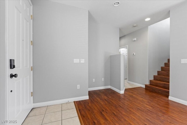 5452 Tinker Toy Ave, Las Vegas, NV 89139 - foyer entrance featuring stairs, recessed lighting, baseboards, and light wood-type flooring