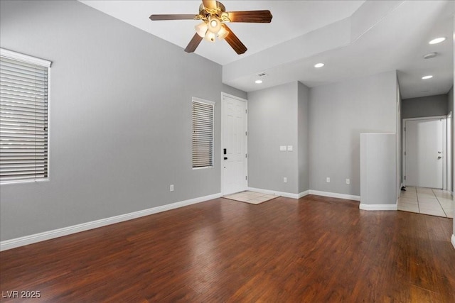 5452 Tinker Toy Ave, Las Vegas, NV 89139 - empty room with wood finished floors, ceiling fan, baseboards, and recessed lighting