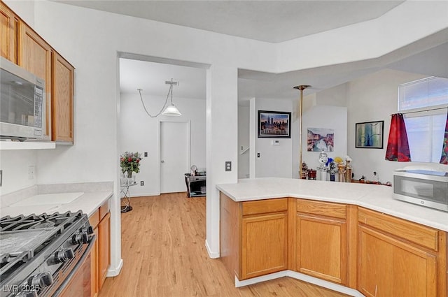 1025 Clover Tip Ct, Las Vegas, NV 89123 - kitchen with stainless steel appliances, light wood-style flooring, and light countertops