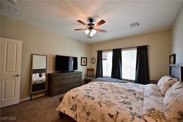 7727 Widewing Dr, North Las Vegas, NV 89084 - bedroom featuring dark colored carpet and ceiling fan