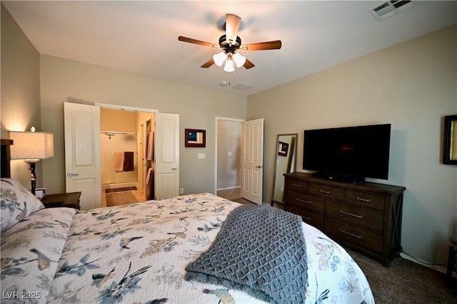 7727 Widewing Dr, North Las Vegas, NV 89084 - bedroom featuring carpet, ceiling fan, and ensuite bath