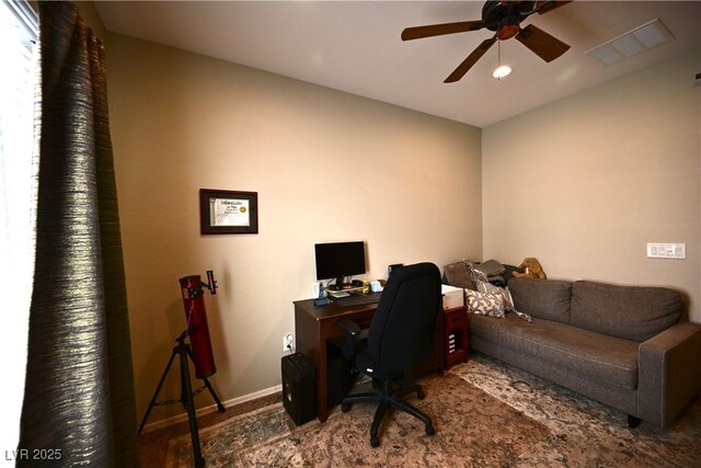 7727 Widewing Dr, North Las Vegas, NV 89084 - carpeted office space with a ceiling fan, baseboards, and recessed lighting