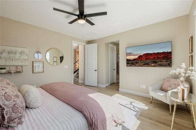 2151 Noble Perch St, Las Vegas, NV 89138 - bedroom featuring light wood-type flooring and ceiling fan