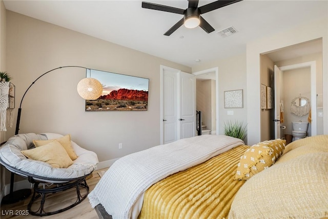 2151 Noble Perch St, Las Vegas, NV 89138 - bedroom featuring light wood-type flooring and a ceiling fan